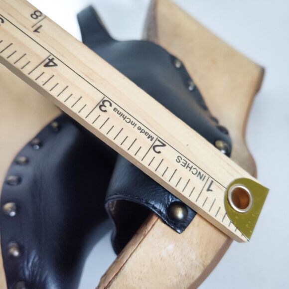 Sam Edelman Camilla Black Leather Wooden Wedge Platform Slingback Sandals 10 - Picture 9 of 10